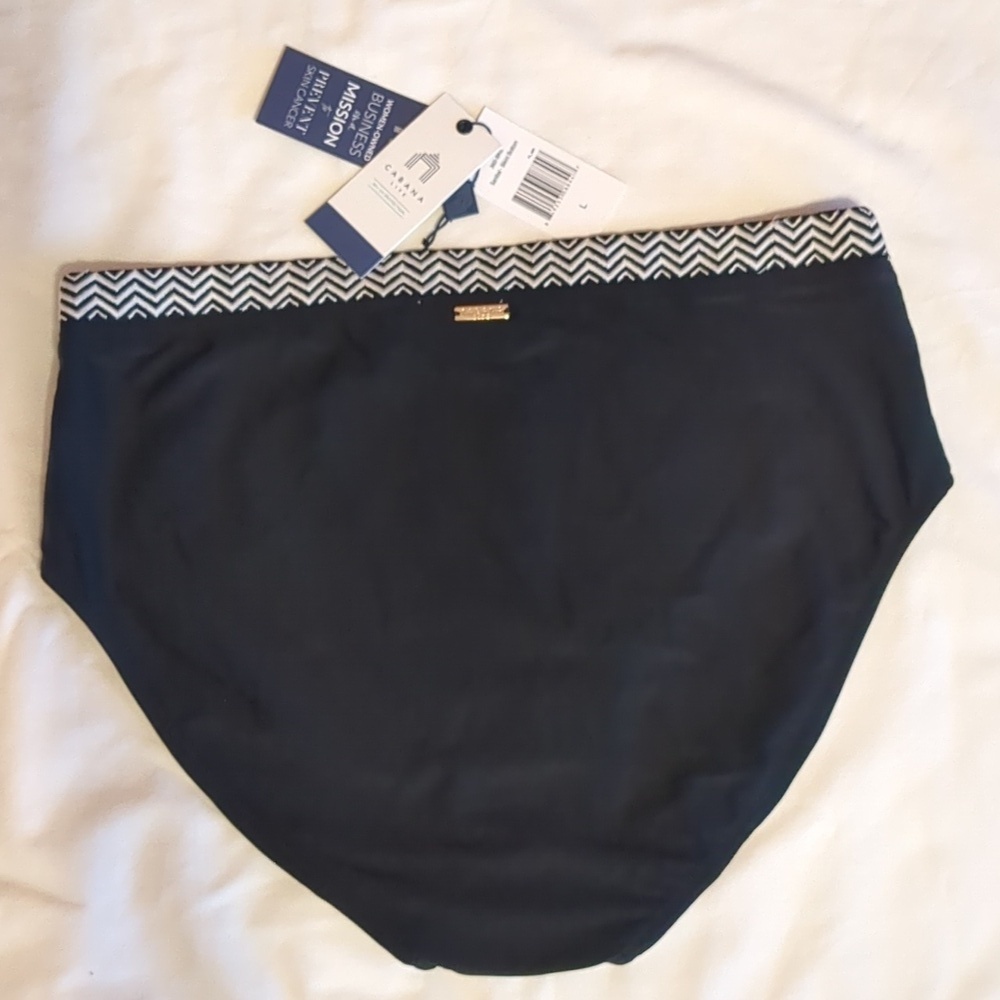 CABANA LIFE Black-White Embroidery Stitching Bikini Size L UPF 50+ NWT - Picture 3 of 6